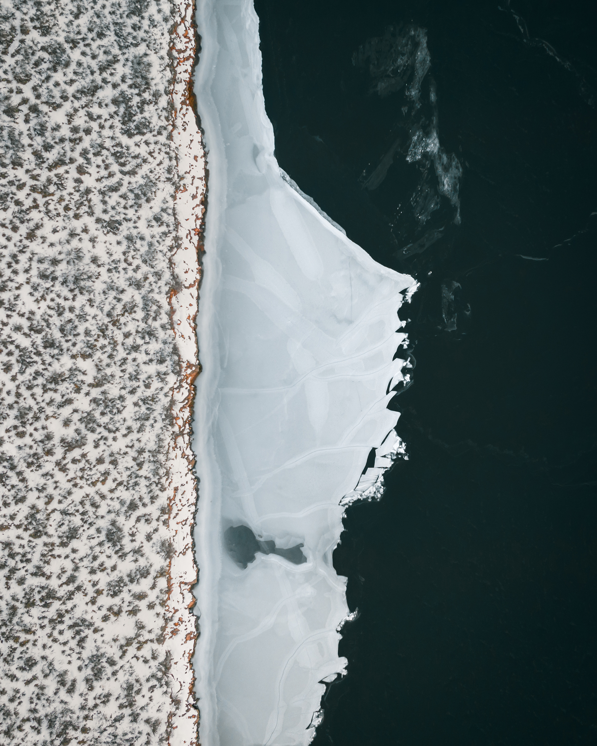 horsetooth reservoir frozen in winter aerial view | Matt Grandbois