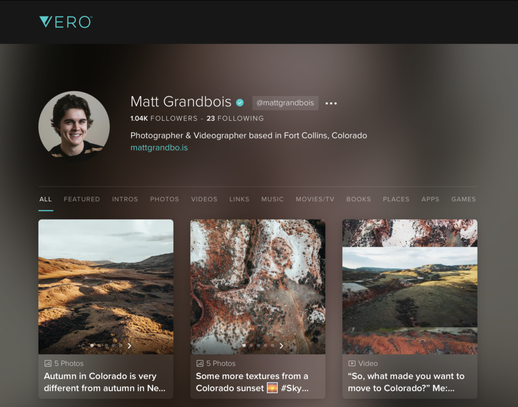 follow Matt Grandbois on Vero